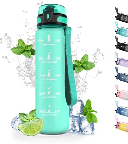 Grsta Trinkflasche 1L Sport mit Filter, für Kohlensäurehaltige Getränke, Fitnessstudio, Outdoor, Wandern, Running