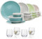 Melamin Camping Geschirr Set 4 Personen Harmonie 16 Teilig + 4 Gläser Wassergläser Tafelgeschirr Picknick BBQ Kochgeschirr