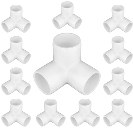 12-Pack 3 Way PVC Fittings 1 Inch, Furniture Grade PVC Pipe Elbow Connector for All DIY Structure and Frames