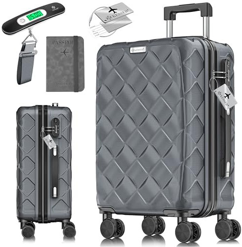 KESSER® Reisekoffer 84L Koffer ABS Hartschalenkoffer mit Zahlenschloss, Kofferwaage & Reisebrieftasche 360° Rollen | Rollkoffer für Business & Reise Trolley mit Teleskopstange & Tragegriff Charcoal