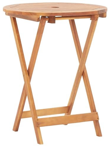 HUAKEHOM Akazienholz Massiv Gartentisch Klappbar Terrassentisch Esstisch Holztisch Massivholztisch Gartenmöbel Tisch Klapptisch Outdoor 60x75 cm Massivholz Akazie