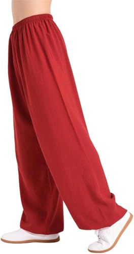 Wttagkl® Tai Chi Pants for Men and Women, Martial Arts, Kung Fu Pants, Yoga Lantern, Jogging Pants,Rot-M