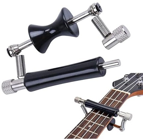 YANGWEN Cejilla Guitarra Ajustable - Capo Deslizante Metal para Guitarra Acústica/Eléctrica, Ukelele y Bajo - Antideslizante, Negro