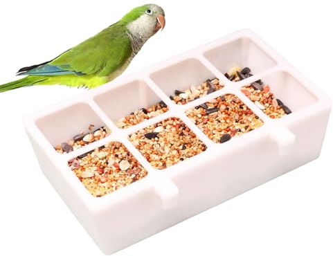 Bebedero para Pájaros, Plato De Comida Antiderrames con Varios Compartimentos, Accesorios para Periquitos De Jardín Interior Patio Balcón Pared Puerta Porche Cenador