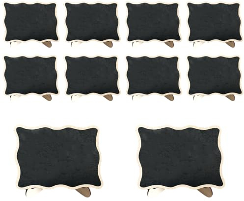 OUDQFCJ Lot de 10 Petites Ardoises avec Support, Mini Tableaux pour Étiquettes de Buffet, Porte-Prix, Marque-Places, Ardoises à Inscrire, Cartes de Table Mariage