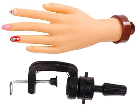 FxaumsGxuk Faux main d'entraînement pour ongles | Faux main pliable avec support, modèle de mannequin réaliste, entraînement de manucure pour professionnels, débutants, salons de beauté, artistes