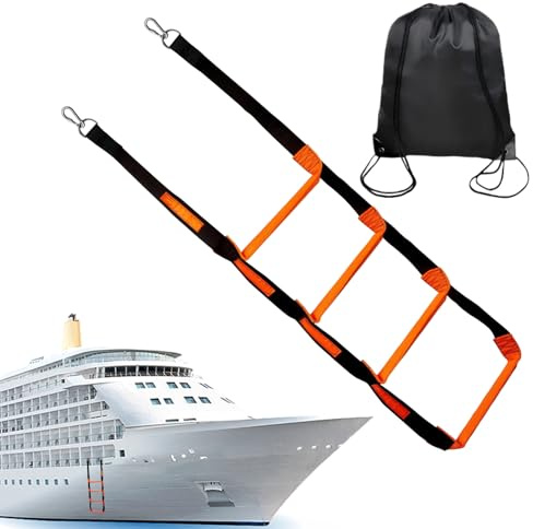 Échelle de corde pour bateau - 600 lb pliant l'échelle de corde de bateau de pêche en 4 étapes | Ropes marins Lader | Escaliers d'escalade accessoires marins pour l'albanisme Reboard Kayak Motorboat S