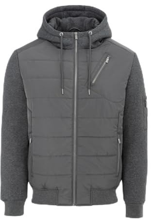 Firetrap Mens Fleece Hybrid Jacket Long Sleeve Charcoal L