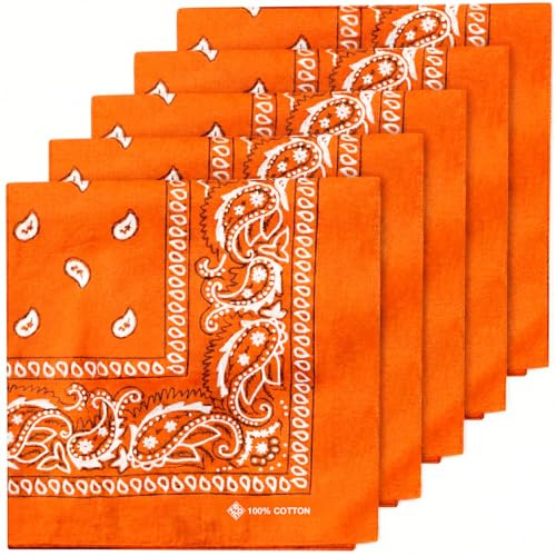 ZENO 100 % bomull och naturliga fibrer bandana scarf - mjuk, hållbar, maskintvättbar – unisex för män och kvinnor – 5-pack