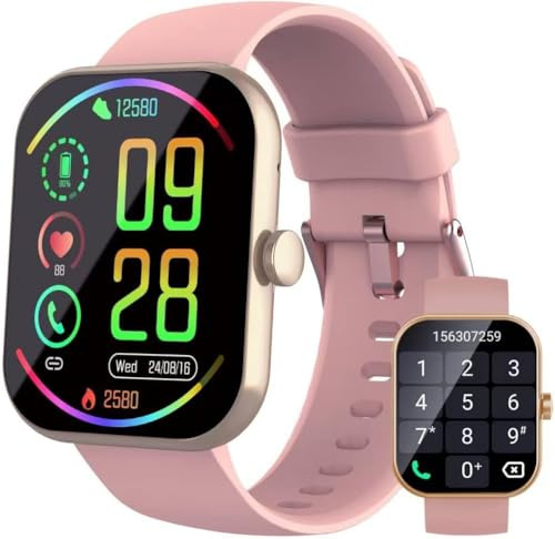 Smart Watch(Answer/Make Calls), 1.96 HD Smartwatches for Women, Activity Tracker with Heart Rate Sleep Monitor, Pedometer, 100+ Sport Modes, IP68 Waterproof, Fitness Smart Watches for Android iOS