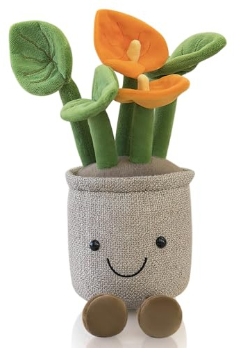 XIMEY Peluche Plante en Pot, Peluche Fleur Pot, Pot de Fleur Artificiel, Poupée Tournesol, Jouet Doux et Lavable, Cadeau pour Enfants Bébé Fille Garçon (Anthurium)