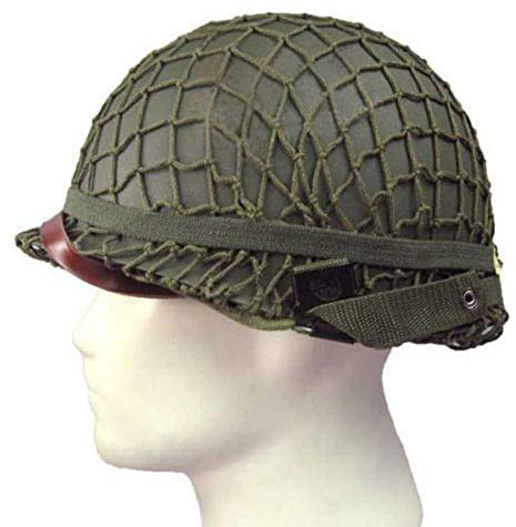 Zweiter Weltkrieg US-Militärstahlhelm M1 mit Netzabdeckung Nach dem Zweiten Weltkrieg Ausrüstungsnachbildung