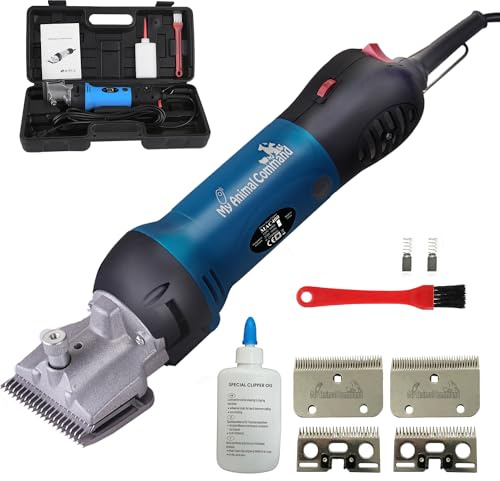 My Animal Command 110V 400W Heavy Duty Professional Horse Clippers Kit Animal Grooming 6 Speeds Shaving Thick Coats Fur Hair Ponies Equine Pigs Cattle Farm Livestock 2 Blades