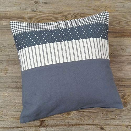 matches21 HOME & HOBBY Kissen-Bezug in 40x40 cm für Deko-Kissen Sofa-Kissen - Baumwolle Kissen-Hülle LINA blau weiß gestreift - Waschbarer Reißverschluss Zierkissen-Bezug für Couchkissen