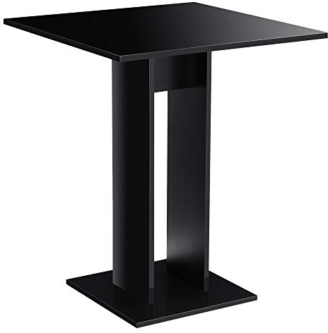 [en.casa] Tavolo con Piano Quadrato da Cucina Tavolo a Colonna da Bar per Sala da Pranzo Monolocale Angolo Cottura 65 x 65 x 78 cm - Nero Lucido