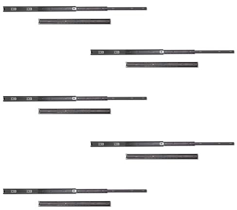 Emuca - Schubladenschienen kugellager 45mm x 600mm, Set aus 5 Paar aus schubladenauszug Vollauszug, schwarz