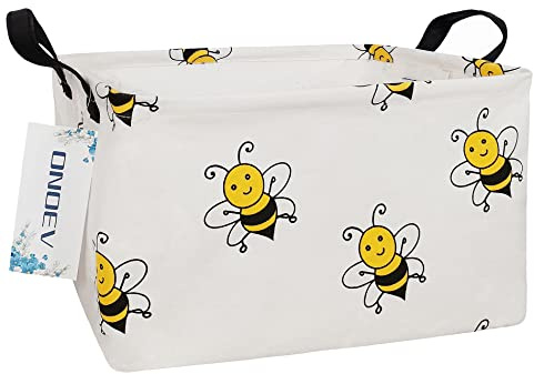 ONOEV Rectangular Fabric Storage Bin, Foldable Bee print Basket