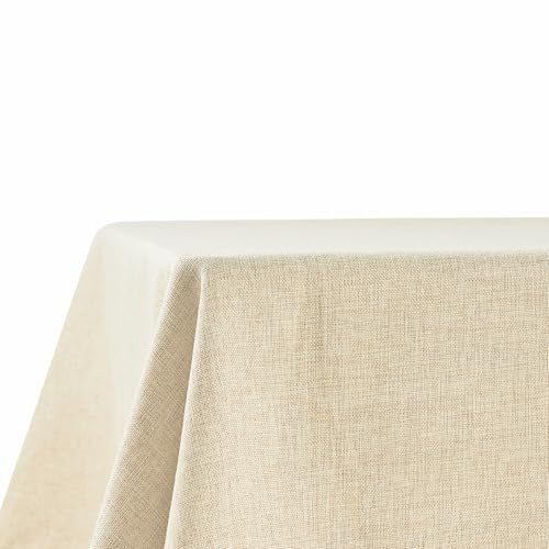 Decomira Mantel de Mesa Rectangular Aspecto Lino - Repelente al Agua, Antimanchas, Lavable - como Mantel de Jardín o para Mesa de Comedor - Beige Natural - 110x110 cm