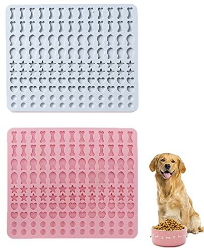 Bakmatta, hundkex, silikon, bakmatta för hundkex, 130 rutnät, bakform, minibakunderlägg för ugn, bakform för hundgodis, för gör-det-själv, hundkakor och godsaker (2 stycken)