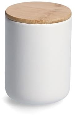 ZELLER PRESENT SCHÖNER LEBEN. PRAKTISCH WOHNEN. Vorratsdose m. Bambusdeckel, 650 ml, Keramik, weiß