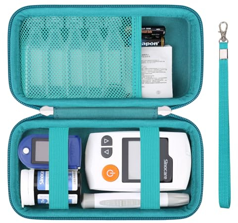 Supmay Diabetic Supplies - Estuche rígido organizador de suministros para diabéticos, bolsa de transporte para pruebas de diabetes, monitor de glucosa en sangre con tiras reactivas de glucómetro de