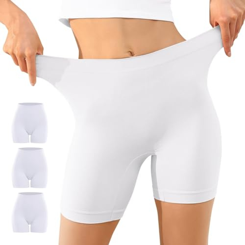 YouShow Lot 3 Shorty Femme sous Jupe Short Boxer Legging Court sans Couture | Anti-frottement Cuisse, Respirant et Elastique, Pantalons de Cycliste, Noir Beige Blanc XS-XXL