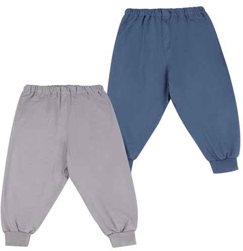 FLYISH DIRECT Culotte Apprentissage Propreté Fille Léger, 100% Coton Respirant Pantalon Apprentissage Enfant, Jupe Apprentissage Propreté Lavable avec TPU Imperméable, Bleu et Gris Clair, S