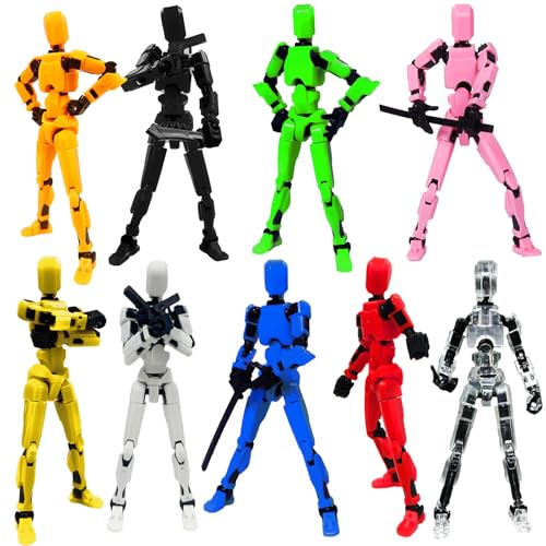 DANONI Montering slutförd – uppgradering 3D-tryckta flerfogade actionfigurer, titan 13 actionfigur, Nova 13 actionfigur, dummy-robot 13 actionfigurer set, flera tillbehör, skrivbordsdekoration (9 st)