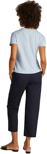 Tommy Hilfiger Damen T-Shirt Kurzarm Slim mit Rundhalsausschnitt, Blau (Breezy Blue), XXL