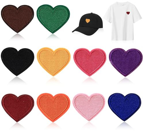 30 Stück herz Patches zum Aufbügeln, Flicken zum Aufbügeln Erwachsene, Bügelbilder für Textilien, Bestickte Aufnäher zum Aufbügeln Bügelflicken für Hut Jeans Kleidung Rucksäcke DIY-Zubehör