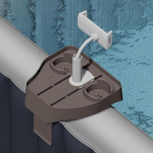 Soporte ajustable 3 en 1 para teléfono para piscinas inflables al aire libre, spas, bandeja de bebidas para jacuzzi, accesorio imprescindible para la piscina