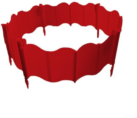 Borde de jardín para césped y parterres con paneles de valla entrelazados y material resistente a la intemperie, diseñado para bordes exteriores de larga duración (20 rojos + 10 clavos)