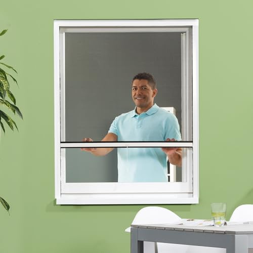 empasa Insektenschutz Rollo Fenster CLASSIC Fliegengitter Mückenschutz ausziehbar, aus PVC und schwarzem Fiberglas, Selbstbausatz, individuell kürzbar, Größe:100 x 160 cm, Farbe:weiß