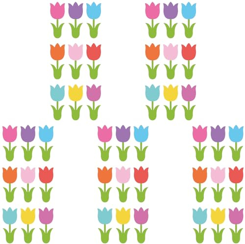 Pocoiau Confezione da 45 Tulipani Primaverili con Ritagli Fiori Decorazioni Floreali in Carta per Decorazioni per La Casa E Lavori Artigianali Disegni A Forma Tulipani