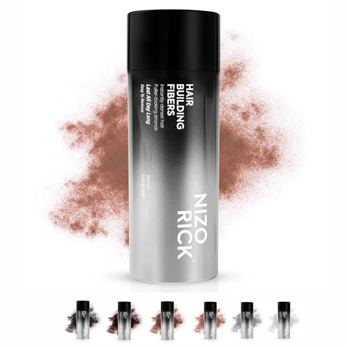 NIZORICK Fibre Capillaire Brun Clair 28g,Poudre Densifiante Cheveux Homme Pour Cheveux Clairsemés et Zones Dégarnies,Aspect Plus Dense,Longue Tenue