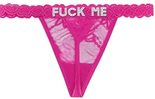 Sexy Thongs for Women Floral Underwear Sparkle Rhinestone Funny Letter Lace G-String Panties Low Rise Knickers Sheer Bikini Briefs for Valentine (UK, Alpha, One Size, Regular, Regular, Style 1-Pink)