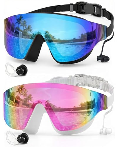 Zoomsnail Swimming Goggles, Frameless Swimming Goggles with Wide Vision, Anti Fog Anti-UV, No Leaking Pool Goggles for Men Women Adults
