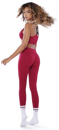 Athleas Eva Leggings Sportivi Donna Push up Vita Alta Pancia Piatta e Scrunch Glutei con Compressione Anatomica e Squat Proof | tg. XS/S Bordeaux