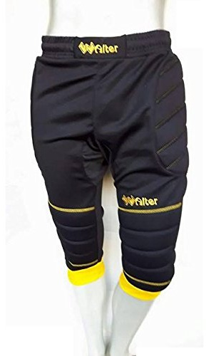 WALTER Pantalone 3/4 da Portiere Modello Panther (Nero-Giallo, L)