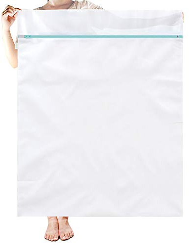 OTraki Large Mesh Washing Bag 43 x 35 in XL Laundry Bag Washer Machine Net Protector Large Washer Bag for Travel Camp College Student Dress Bedding Blanket Sheet Don't Drying, Melting 140-176℉ Blue