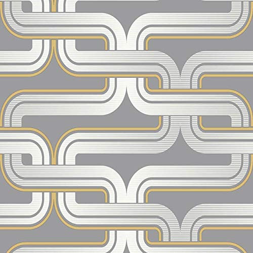 Arthouse Geometric Wallpaper Retro Grey Yellow Luxury Quality Pattern spongeable