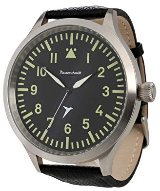 Messerschmitt Aristo Herren Uhr Fliegeruhr Triple XL Automatik ME-65A Leder