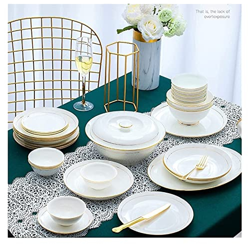 ksamwjf Juegos de vajilla Juego de Platos 36PCS Juego de vajilla de cerámica Juego de vajilla de Porcelana de Hueso Platos Platos Juego de Servicio de Cena de combinación de cerámica Servicio de por