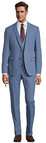 Steffen Klein Herren Anzug - Dreiteiler - Slim Fit - Größe 54 - Business Anzug mit Weste - Elastischer Komfort - Hellblau