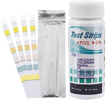 Test Strisce, Strisce Test Strisce, per Flintronic Test Strisce, 200 Pezzi Tester Acqua Piscina, 7 in 1 Strisce di Prova Acqua Piscina Spa Strisce di Prova idromassaggio per PH, Cloro Libero, bromo,