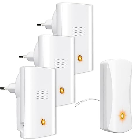 Türklingel Weiterleitung System mit 3 STÜCK Empfängern Steckdose Klingelton weiterleiten Klingelsignal per Funk übertragen Gongsignal weiterleiten HM.70861.W1_Neu