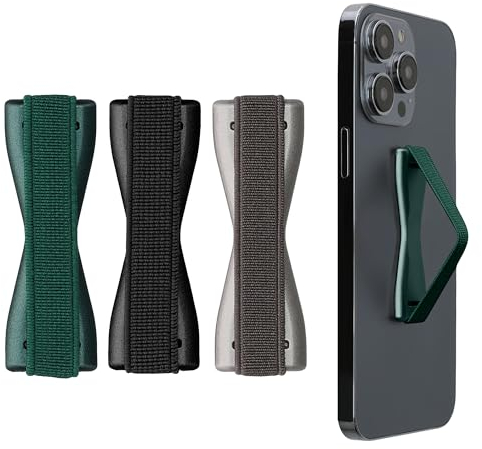 kwmobile Smartphone Fingerhalter 3 Set - Handy Halter Griff Halterung Einhandbedienung - 3X Handyhalter in Grau Metallic Petrol Schwarz
