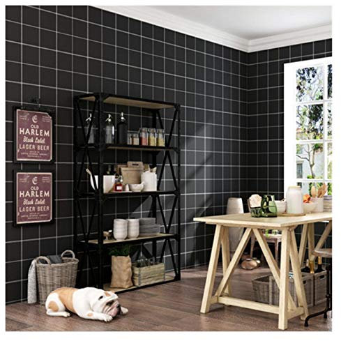 Papel Pintado Pared,Papel Pintado Papel de empapelar a cuadros negro gris amarillento negro y blanco a rayas de color sólido simple de la manera de la tela escocesa Fondos de pantalla a prueba de agua