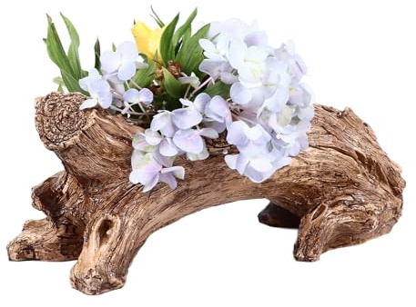 Macetero Vintage de Madera Flotante, Macetero Suculento de Resina, Tocón de Raíz de árbol, como Contenedor de Flores, Maceta para Decoración del Hogar, Jardín, para Suculentas,