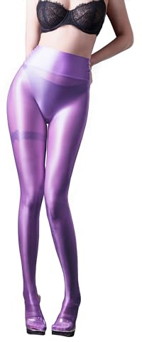 SOFSOT Ultra Sheer träningsleggings blanka tights för kvinnor kontroll topp till midja strumpbyxor magkontroll glansig trosslang